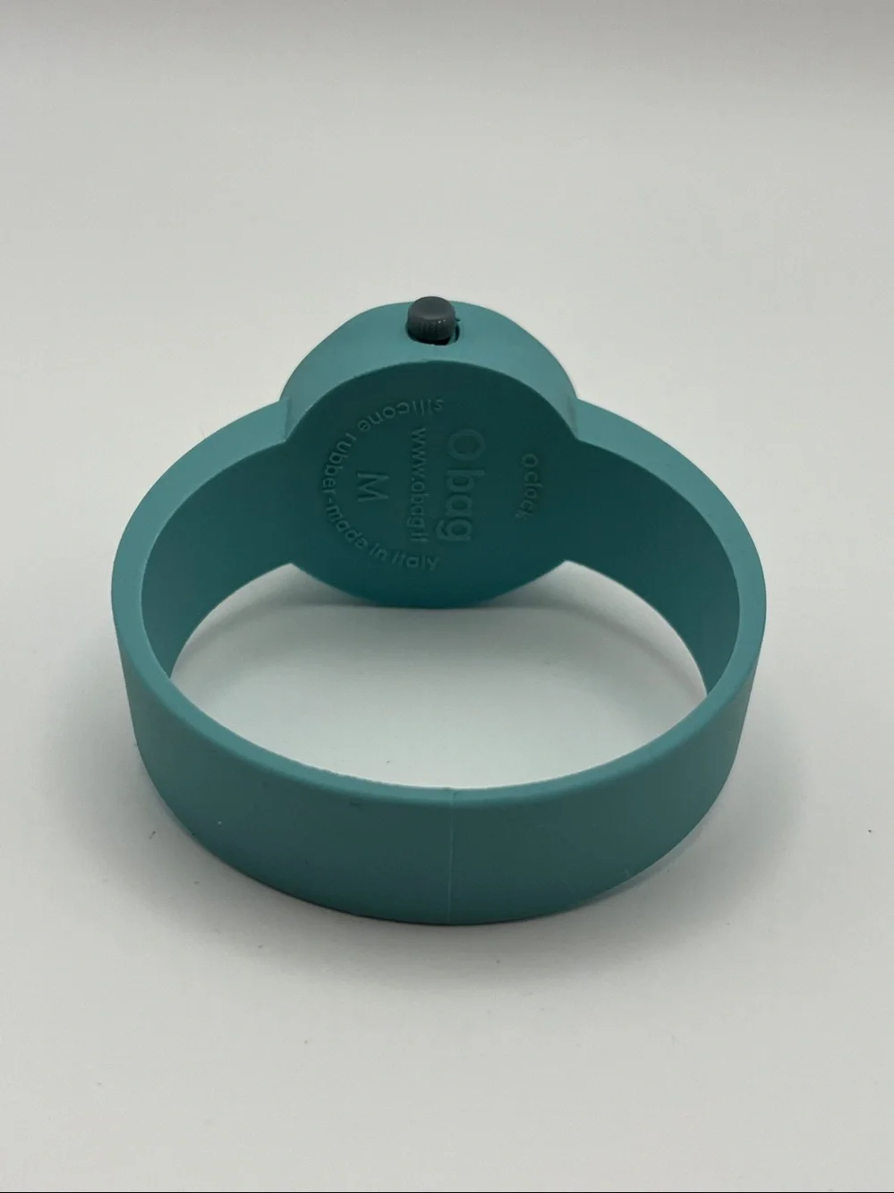 O bag O clock Modular Silicone Watch with a mint green strap